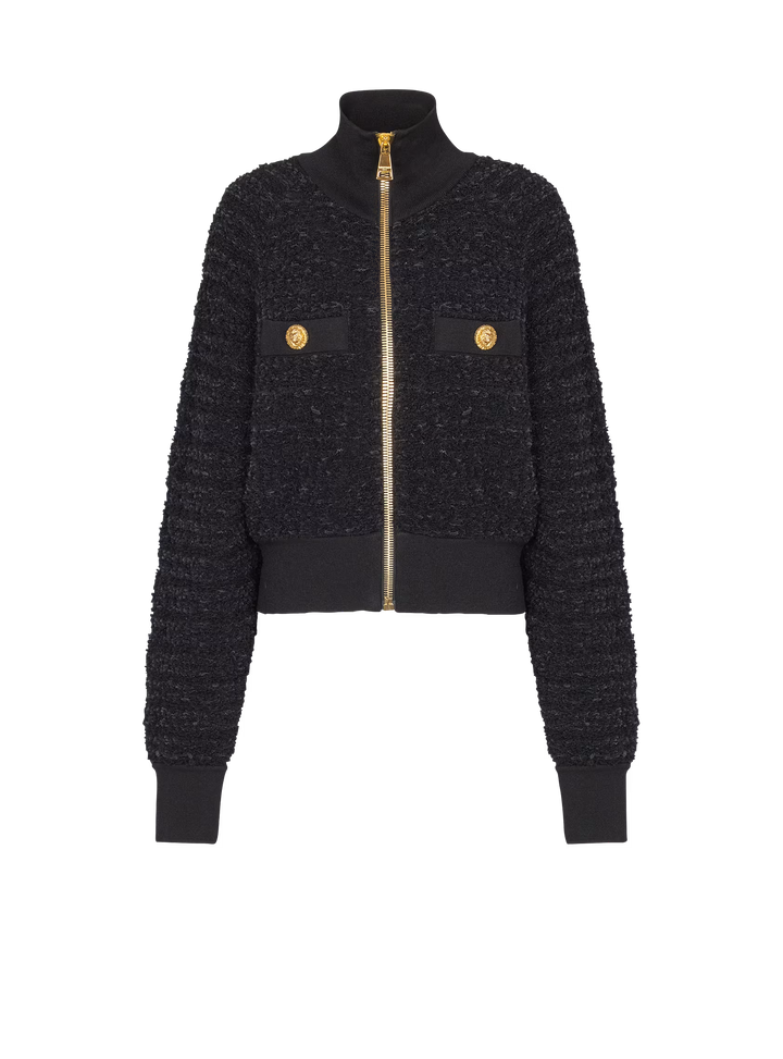Tweed Bomber Jacket - Black