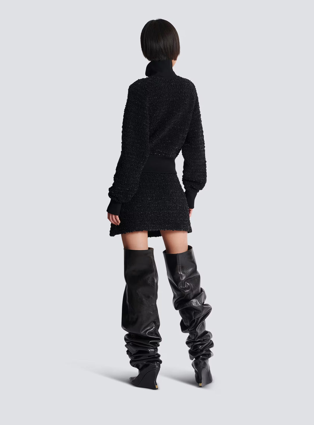 Tweed Bomber Jacket - Black