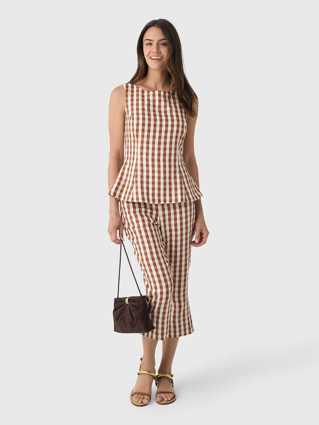 Valeria Capri Pant - Brown Multi