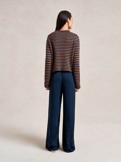 Mini Marina Fine Stripe Sweater - Navy/Tan