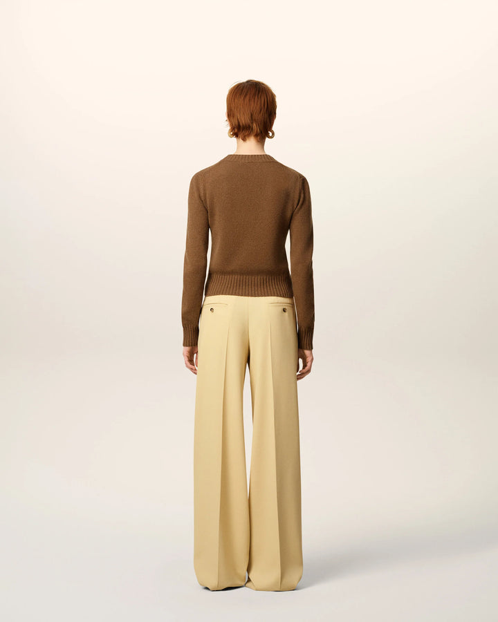 Brown Cashmere Ami De Coeur Crewneck Sweater - Hazelnut
