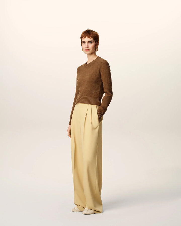 Brown Cashmere Ami De Coeur Crewneck Sweater - Hazelnut