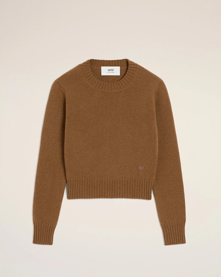 Brown Cashmere Ami De Coeur Crewneck Sweater - Hazelnut
