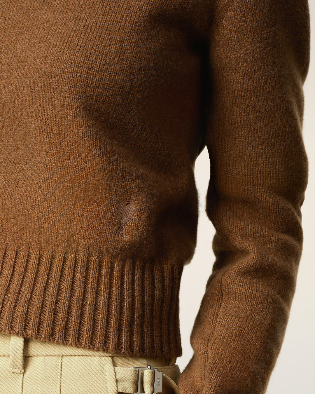 Brown Cashmere Ami De Coeur Crewneck Sweater - Hazelnut