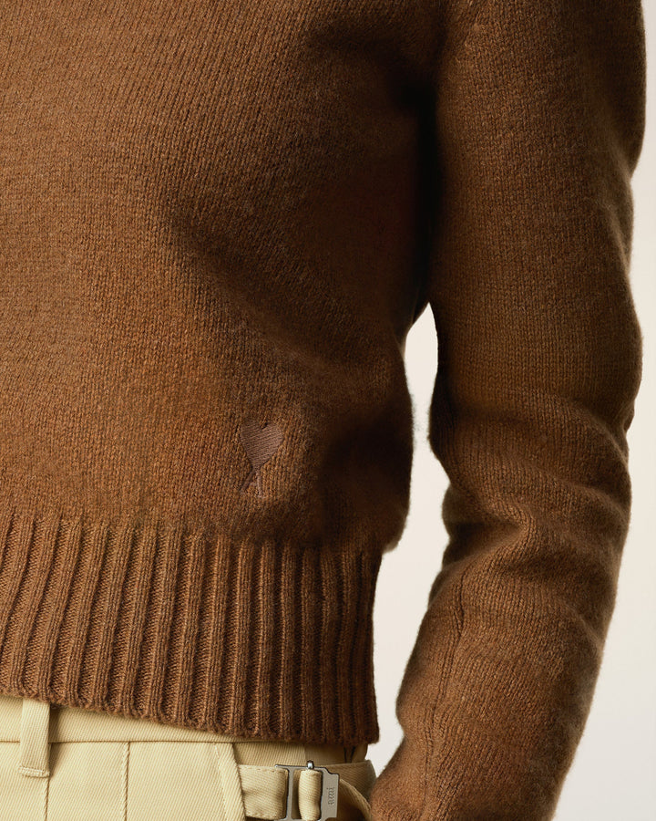 Brown Cashmere Ami De Coeur Crewneck Sweater - Hazelnut