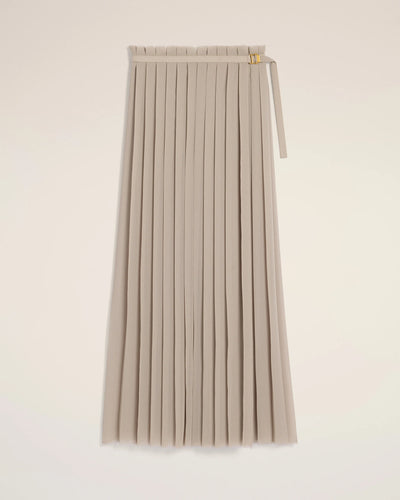 Beige Long Pleated Skirt - Ash