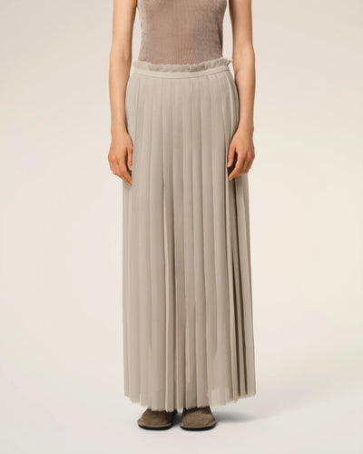 Beige Long Pleated Skirt - Ash
