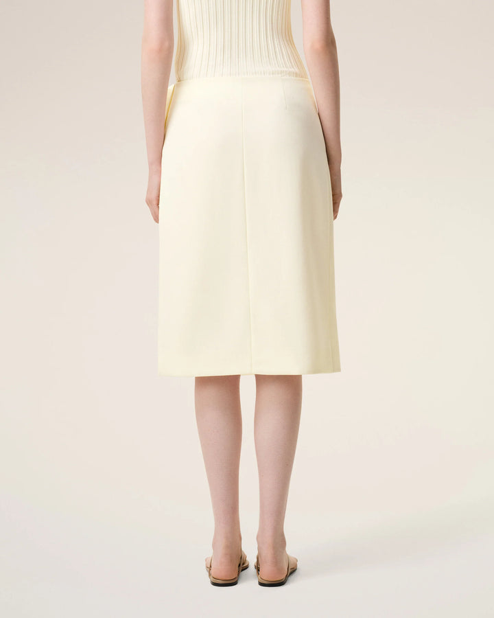 Midi Skirt with Big Buckle Belt - Ivory