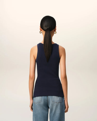 Cotton Rib Ami de Coeur Tanktop - Night Blue