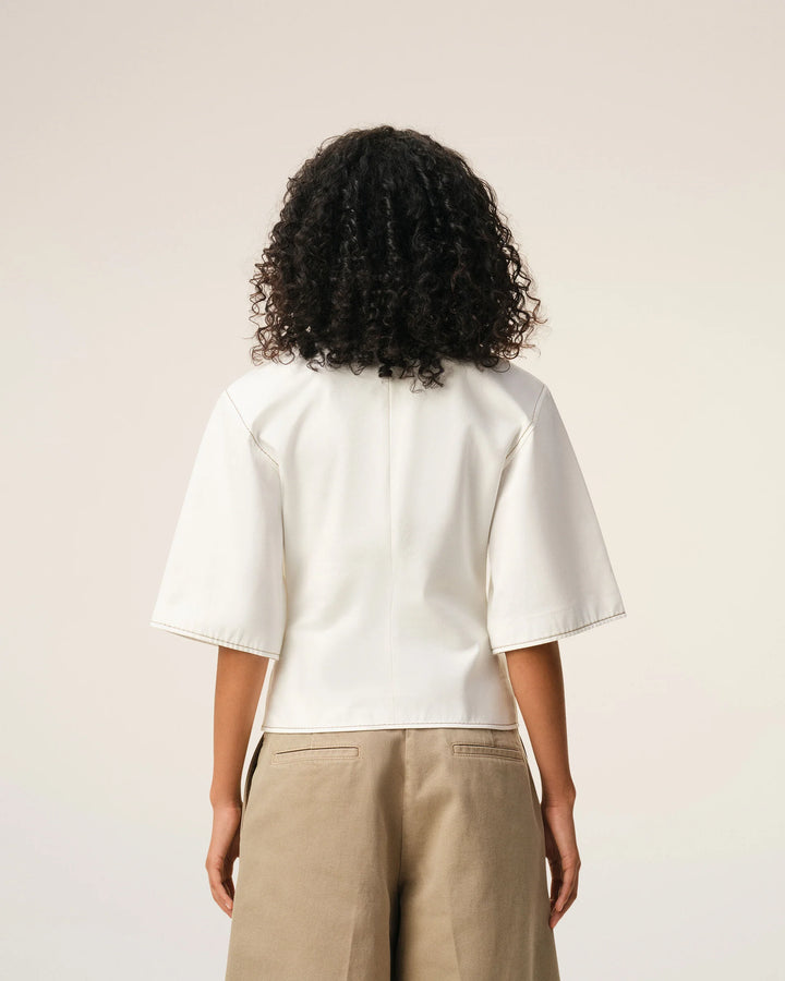 Fitted Top with Topstitches - Ivory