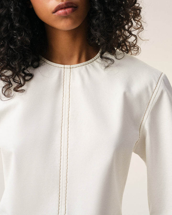 Fitted Top with Topstitches - Ivory