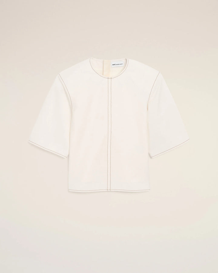 Fitted Top with Topstitches - Ivory