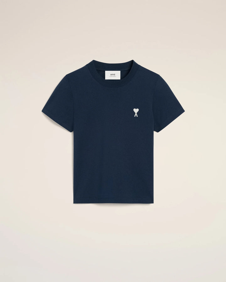 Cotton Cropped T-Shirt - Night Blue