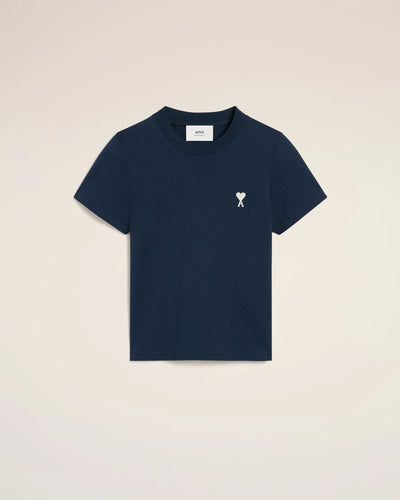 Cotton Cropped T-Shirt - Night Blue