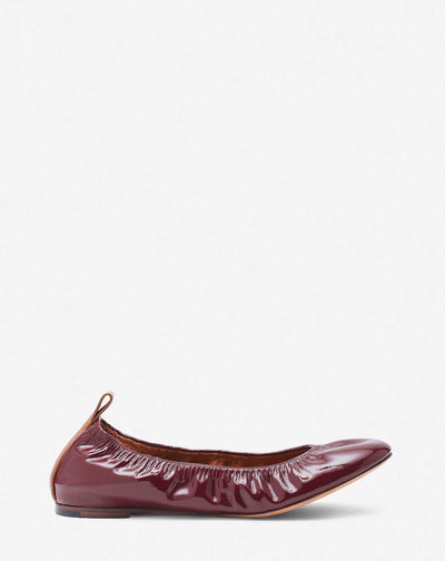 The Ballerina Flat in Patent Leather - Burgundy