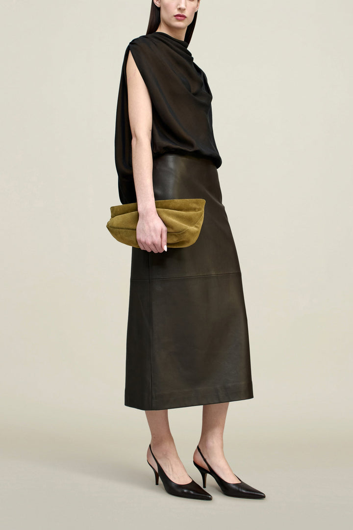 Naia Draped Top in Trapped Silk - Black/Gold Trapped Silk