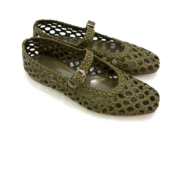 MARY JANE - Olive WOVEN LEATHER