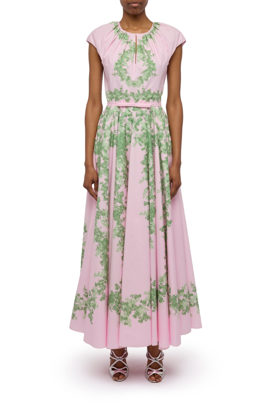 Printed Cotton-Poplin Midi Dress - Pink Multi