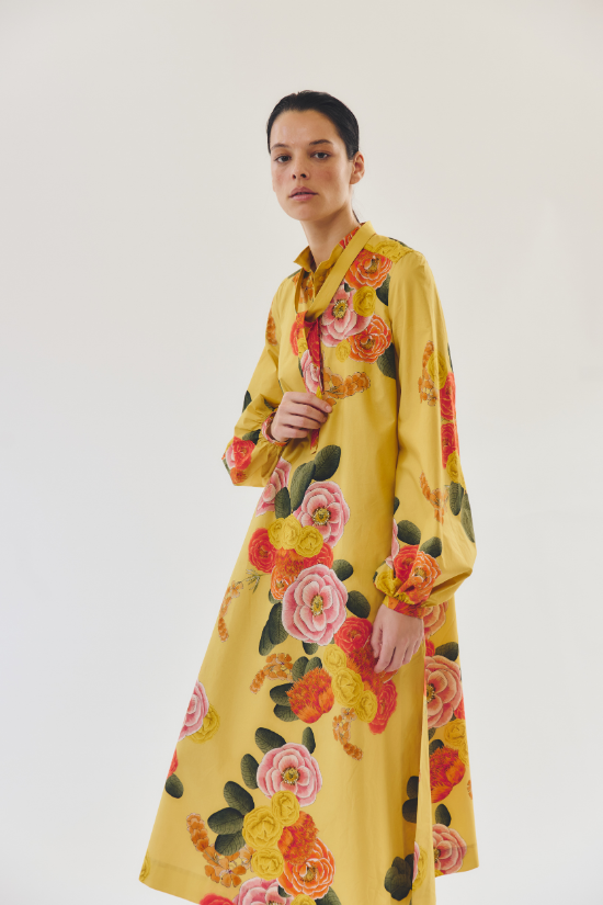 Mustard Blossoms Maxi Dress - Topaz
