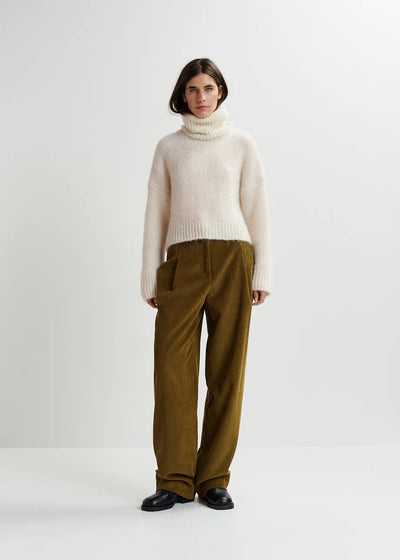 GRIFFIN KNIT SWEATER W/COLLAR - Ecru