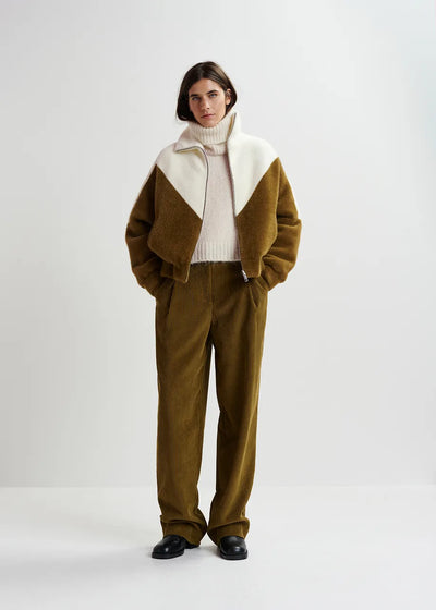 GRIFFIN KNIT SWEATER W/COLLAR - Ecru