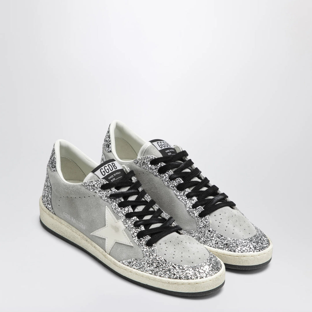 Ball Star sneakers in grey/white with silver glitter