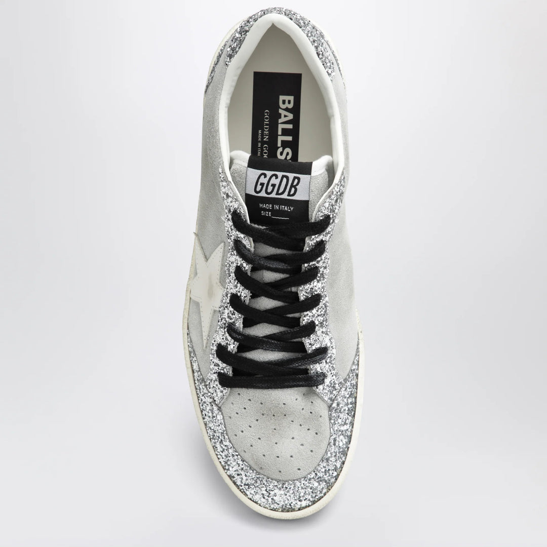 Ball Star sneakers in grey/white with silver glitter