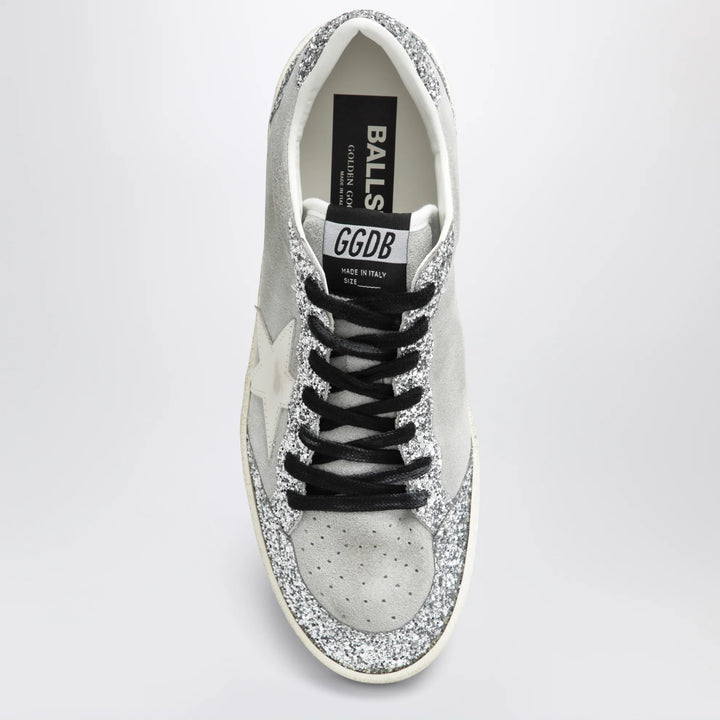 Ball Star sneakers in grey/white with silver glitter