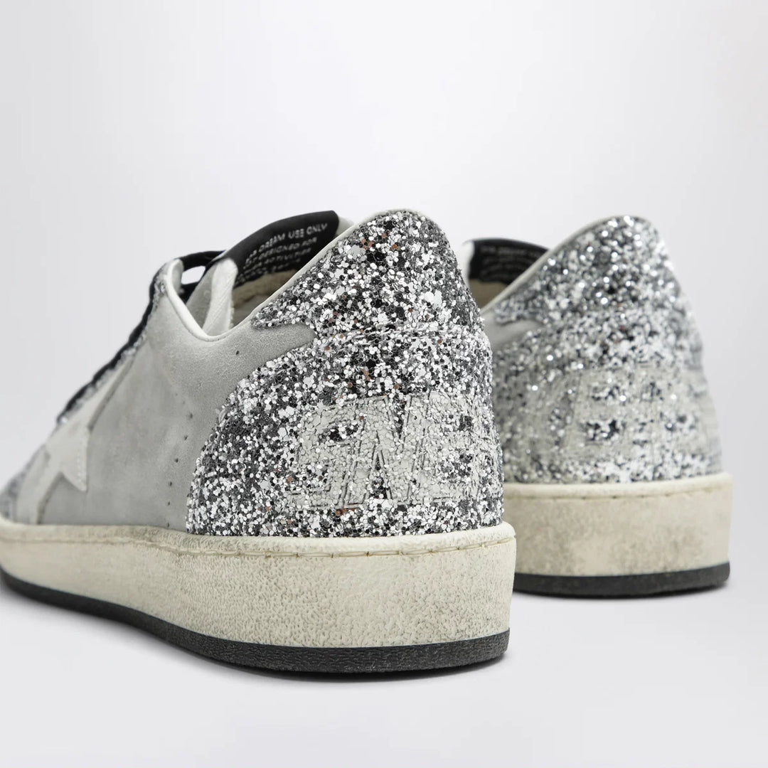 Ball Star sneakers in grey/white with silver glitter