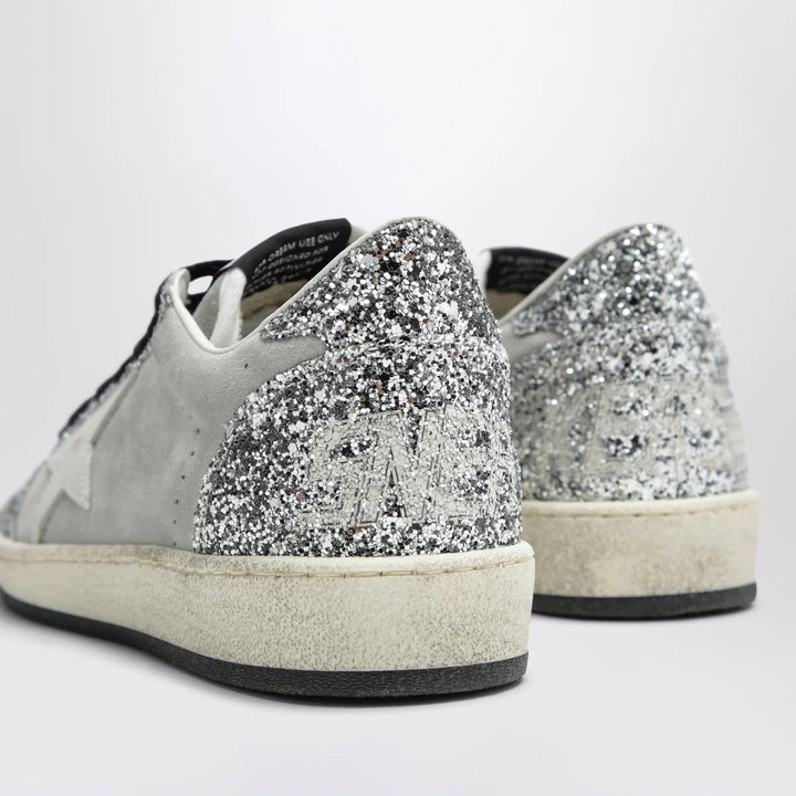 Ball Star sneakers in grey/white with silver glitter