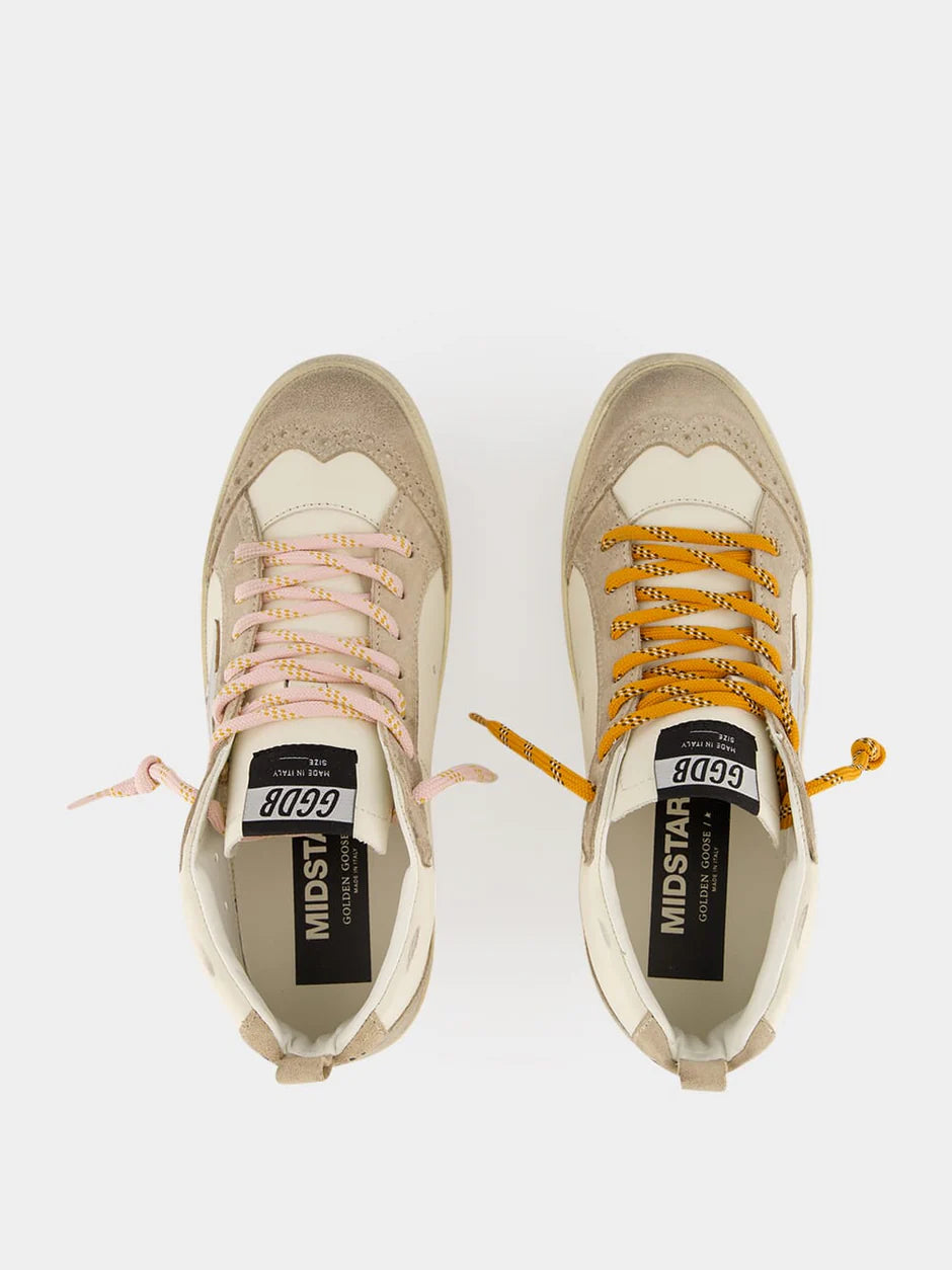 Mid Star Sneaker – White Leather & Silver Star