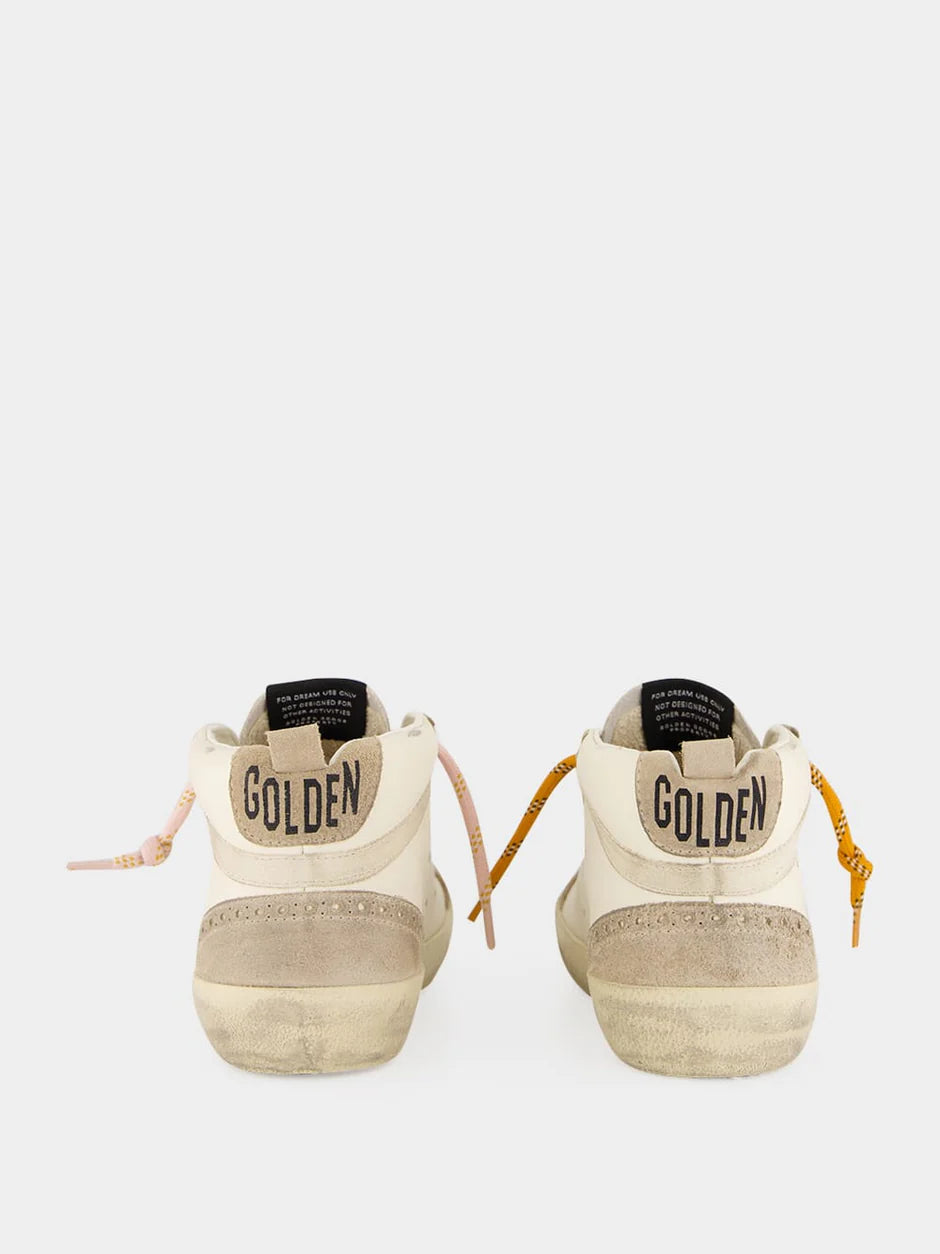 Mid Star Sneaker – White Leather & Silver Star