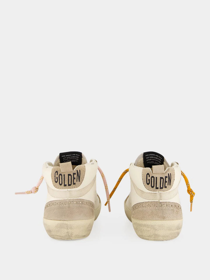 Mid Star Sneaker – White Leather & Silver Star