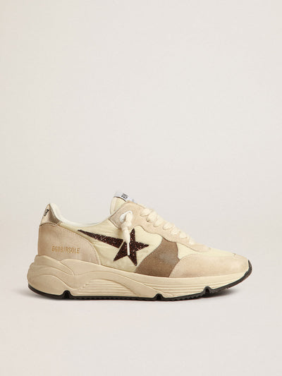 RUNNING SOLE SNEAKER - CREAM NYLON/SUEDE
