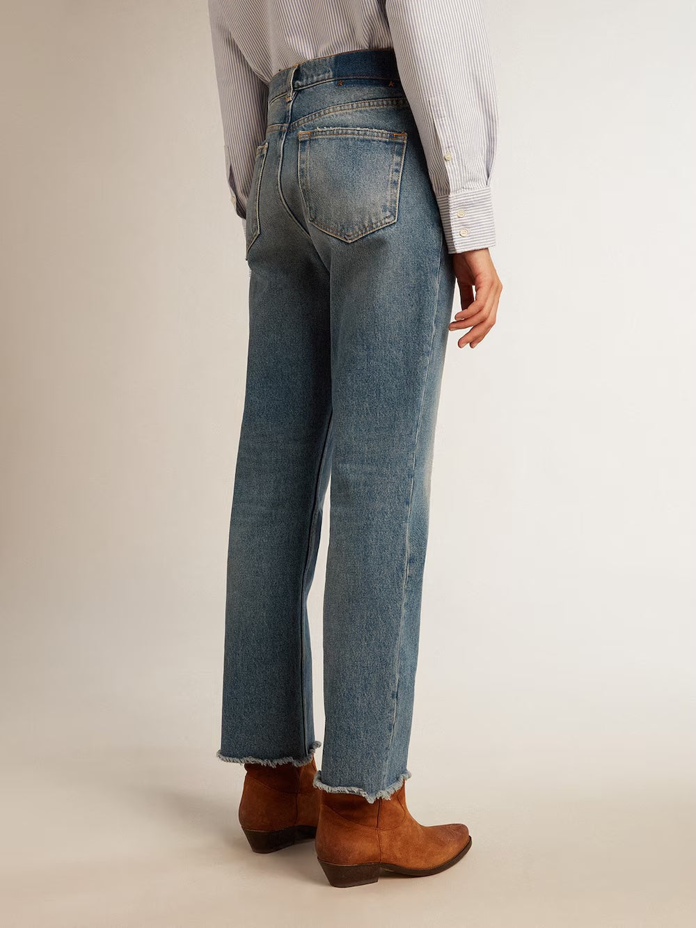 Cropped Flared Jeans - Medium Wash