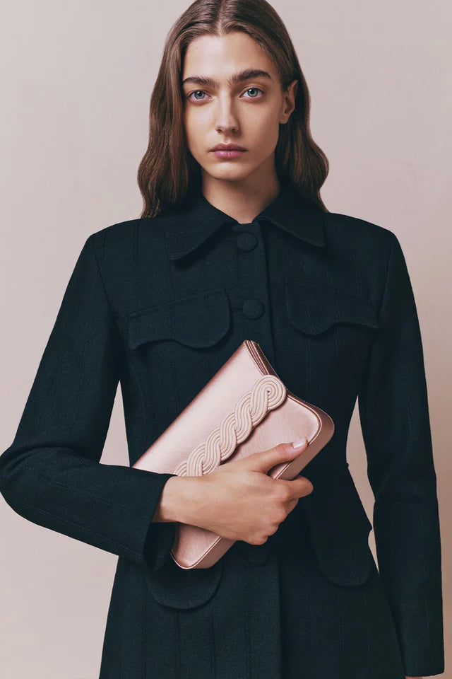 Satin clutch with braided passementerie - More Colors Available