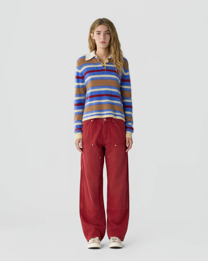 Grizzly Cropped Rugby - Red Stripe
