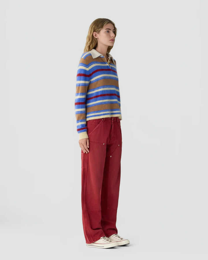 Grizzly Cropped Rugby - Red Stripe