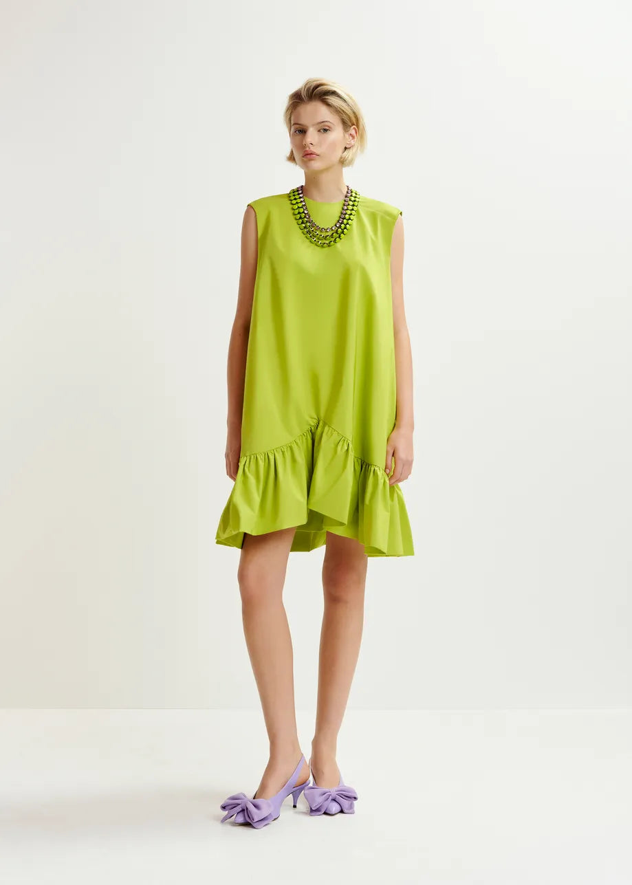 HIBERNATE RUFFLE MINI DRESS - Green
