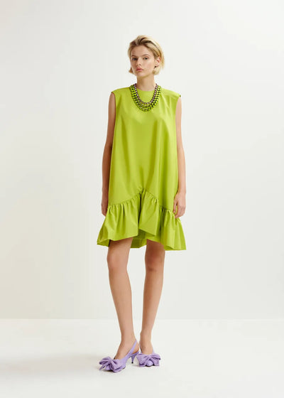 HIBERNATE RUFFLE MINI DRESS - Green