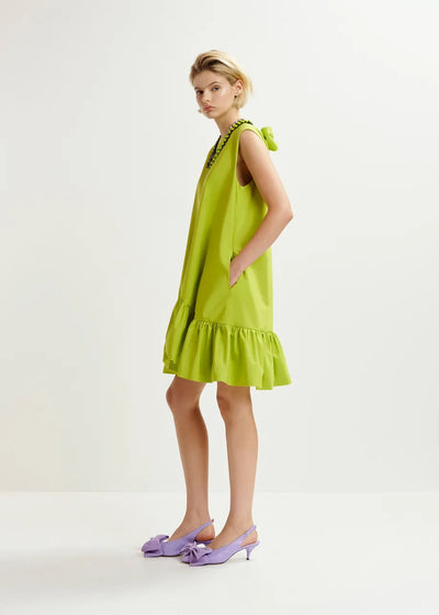 HIBERNATE RUFFLE MINI DRESS - Green