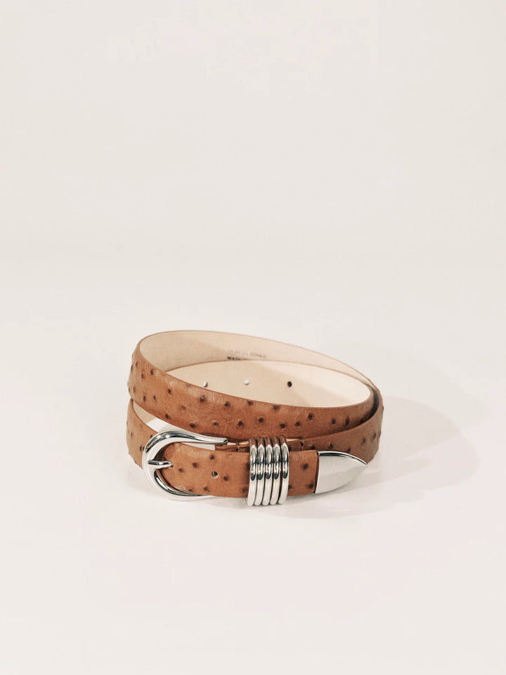 Hollyhock Ostrich Belt  - Camel
