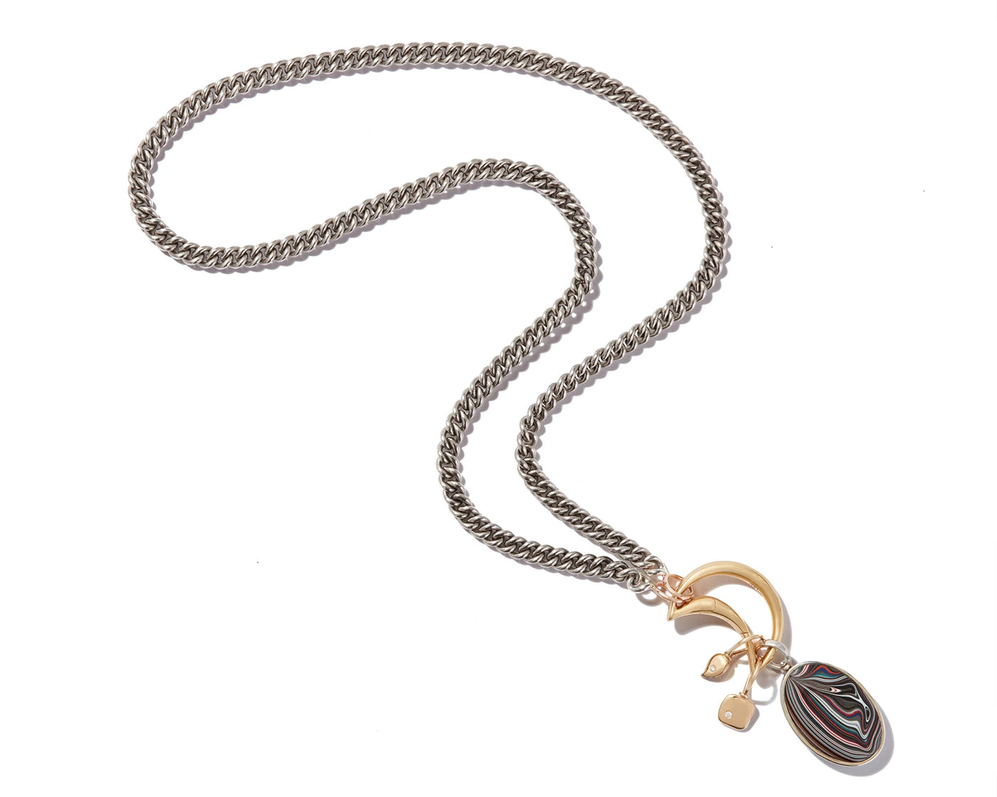 Heavy Curb Chain Necklace 16" - Silver
