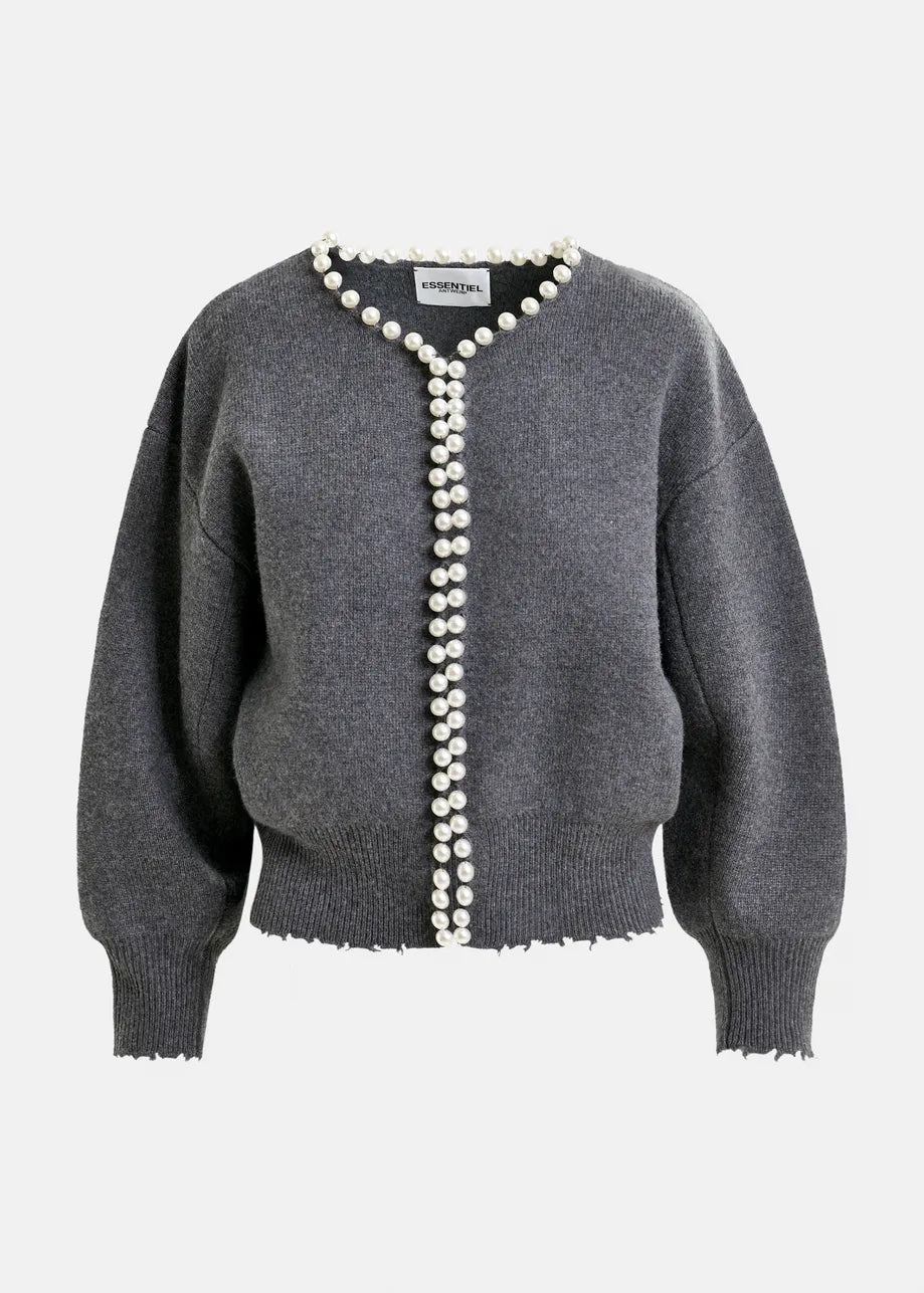 IDEAS Pearl Embellished Cardigan - Grey