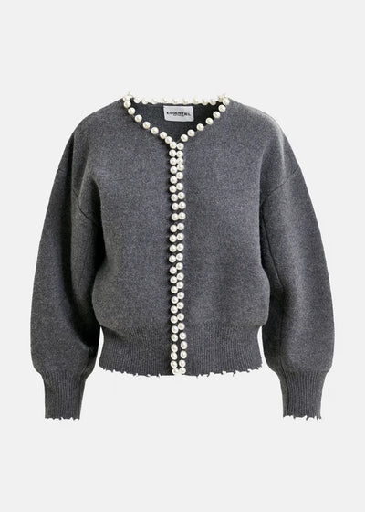 IDEAS Pearl Embellished Cardigan - Grey