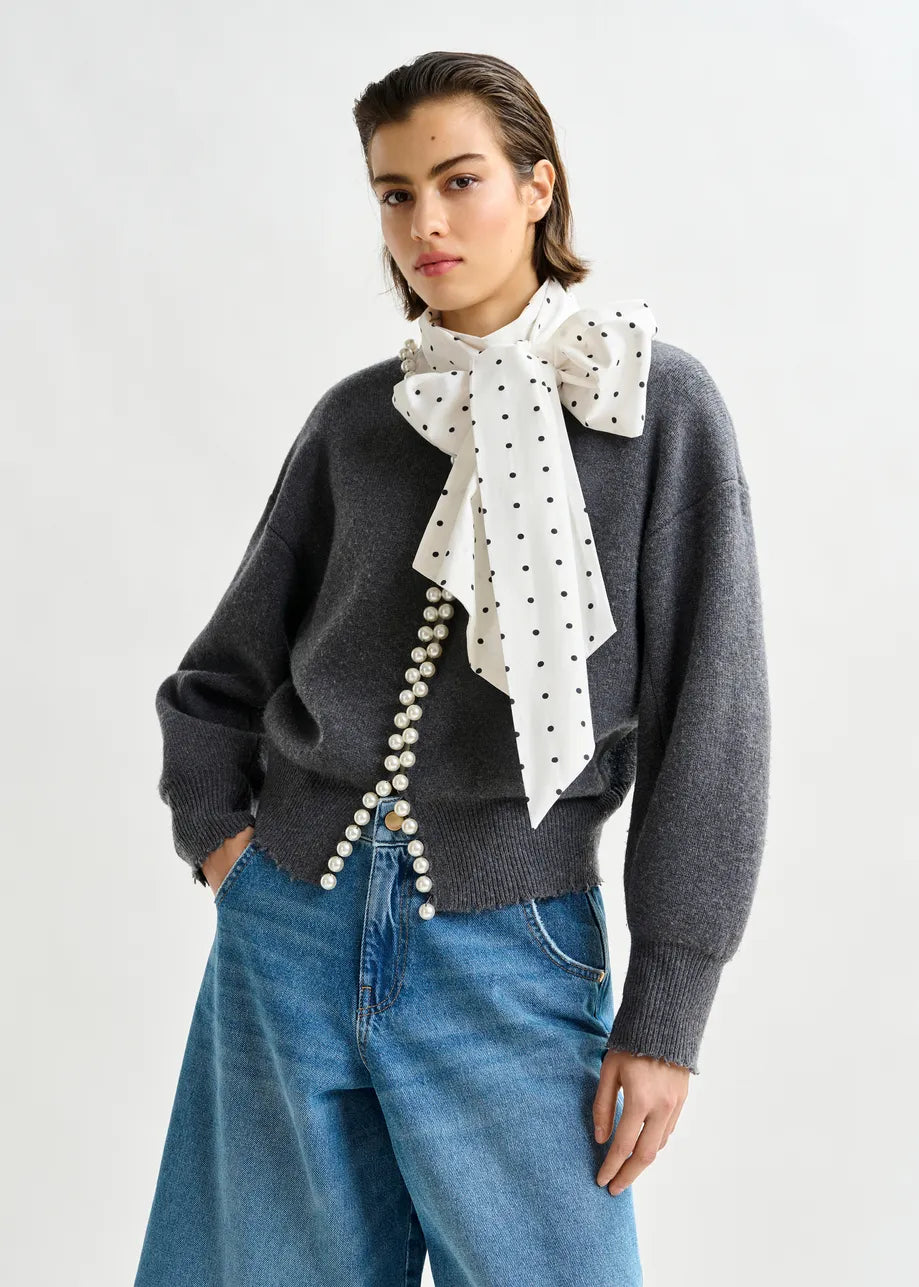 IDEAS Pearl Embellished Cardigan - Grey