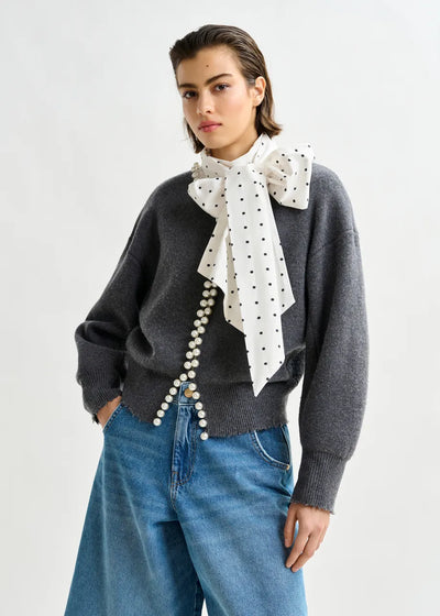 IDEAS Pearl Embellished Cardigan - Grey