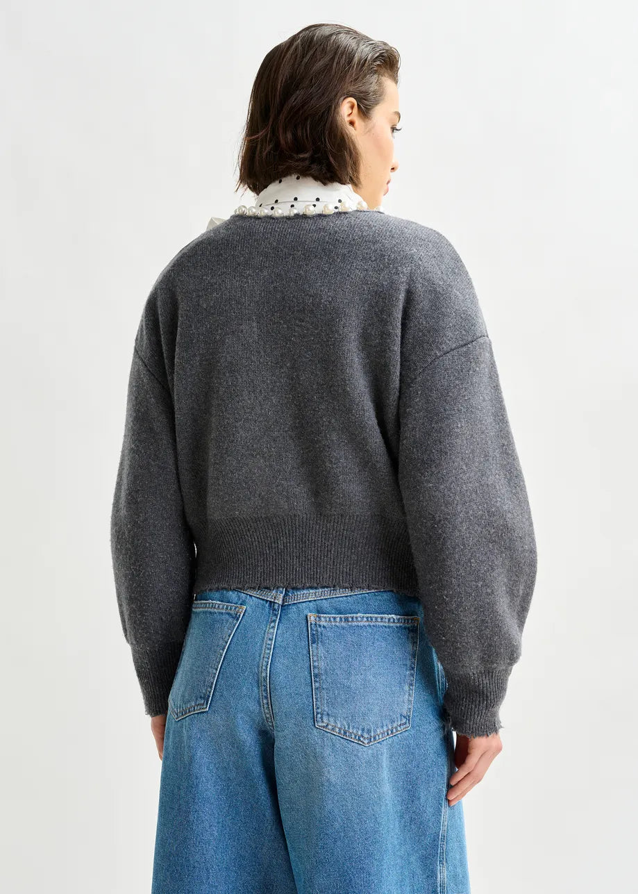 IDEAS Pearl Embellished Cardigan - Grey