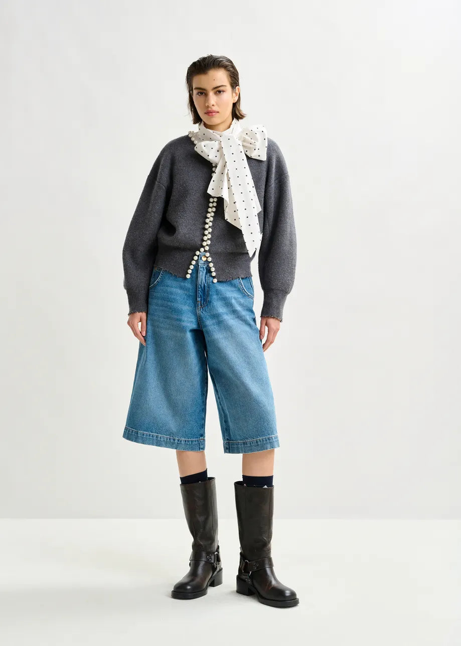 IDEAS Pearl Embellished Cardigan - Grey