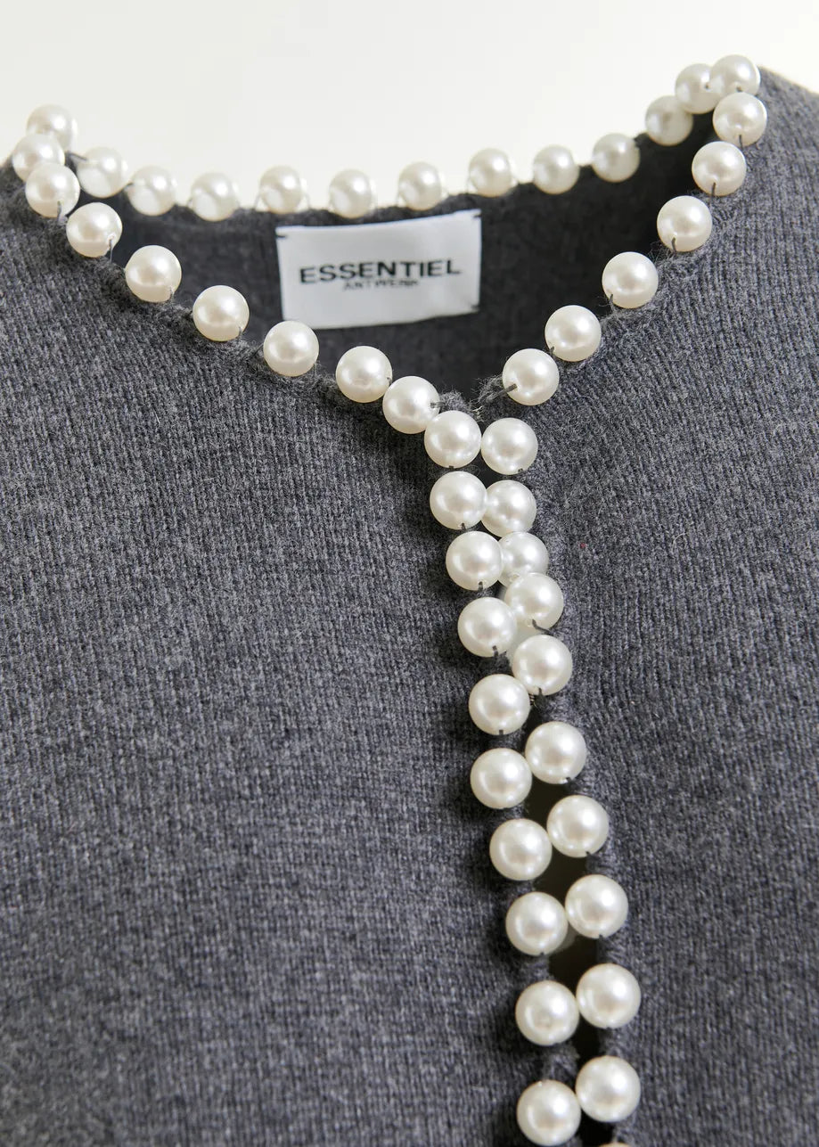 IDEAS Pearl Embellished Cardigan - Grey